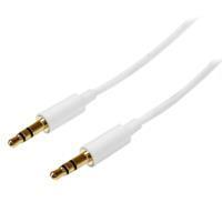 CABLE DE AUDIO DE 2M DELGADO SLIMLINE - ESTEREO MINI JACK PLUG 3.5MM TRRS - BLAN