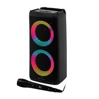 BOCINA INALAMBRICA BLUETOOTH PORTATIL CON MICROFONO RECARGABLE LUZ RGB DOBLE BOC