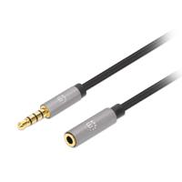 CABLE AUDIO ESTEREO, MANHATTAN, 356039, 3.5MM EXTEN. M-H 2.0M NEGRO/ALUMINIO PLA