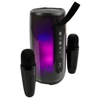 BOCINA PORTATIL TRANSPARENTE RGB CON 2 MICROFONOS INALAMBRICOS MODELO COSMO  PER