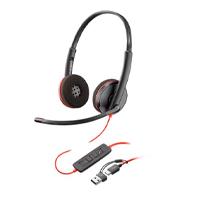 DIADEMA HP POLY 8X228A6 BLACKWIRE C3220 | ALAMBRICA BINAURAL | USB-A USB-C | RED